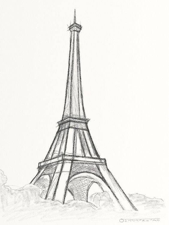 عکس نقاشی برج ایفل با مداد