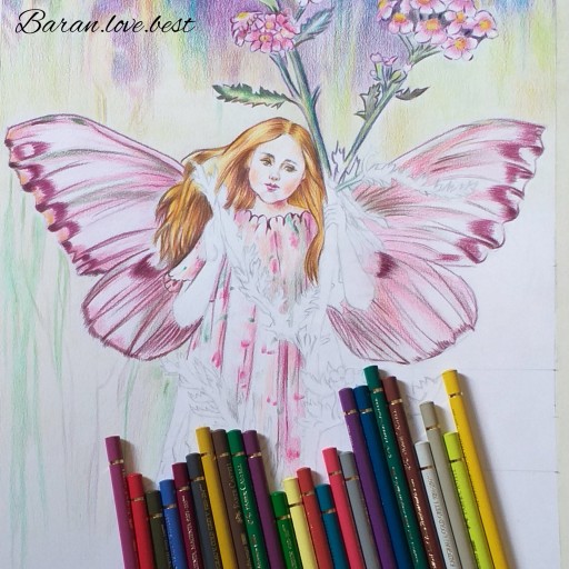 طرح نقاشی دختر با مداد رنگی

