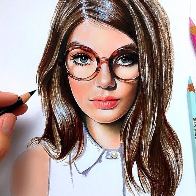 عکس مدل نقاشی دختر با مداد رنگی
