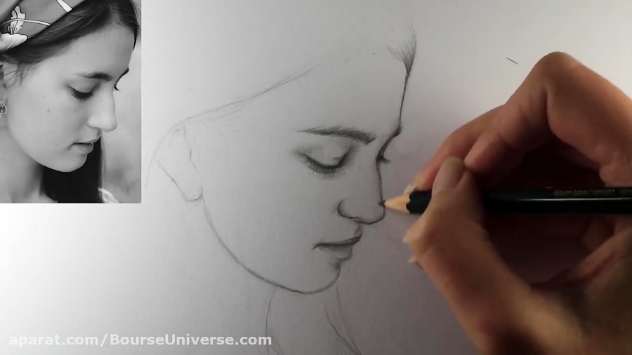 نقاشی حرفه ای چهره با مداد رنگی