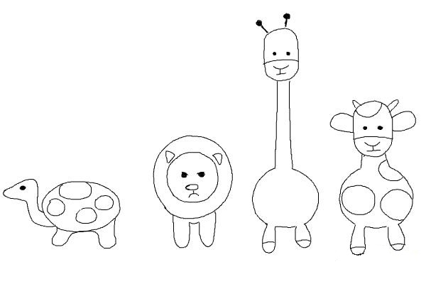 نقاشی ساده از حیوانات برای کودکان