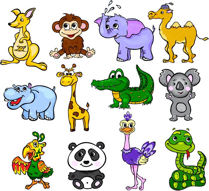 نقاشی کودکانه حیوانات جنگل