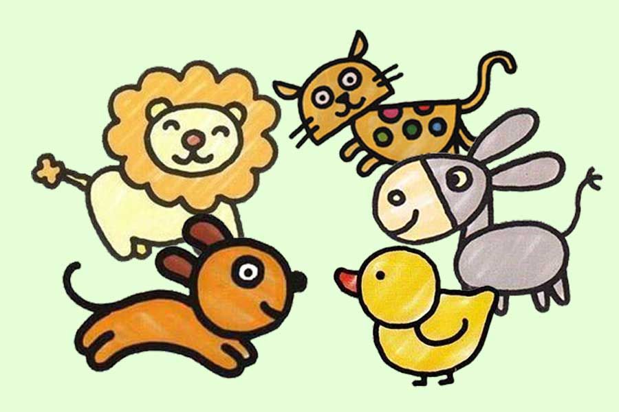 نقاشی حیوانات ساده و کودکانه
