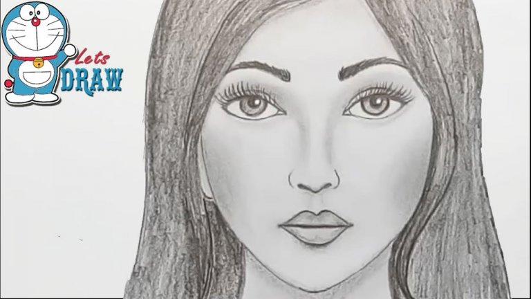 آموزش نقاشی طراحی چهره دختر با مداد ساده