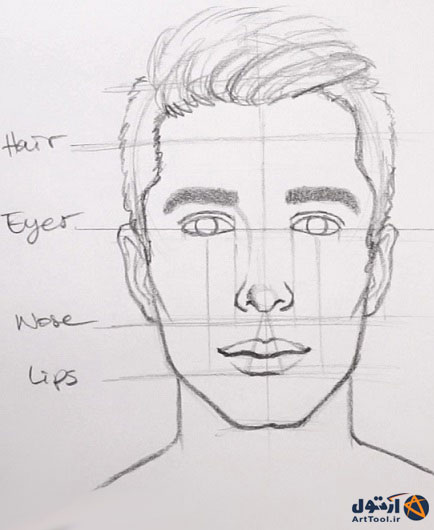 آموزش نقاشی چهره ساده با مداد