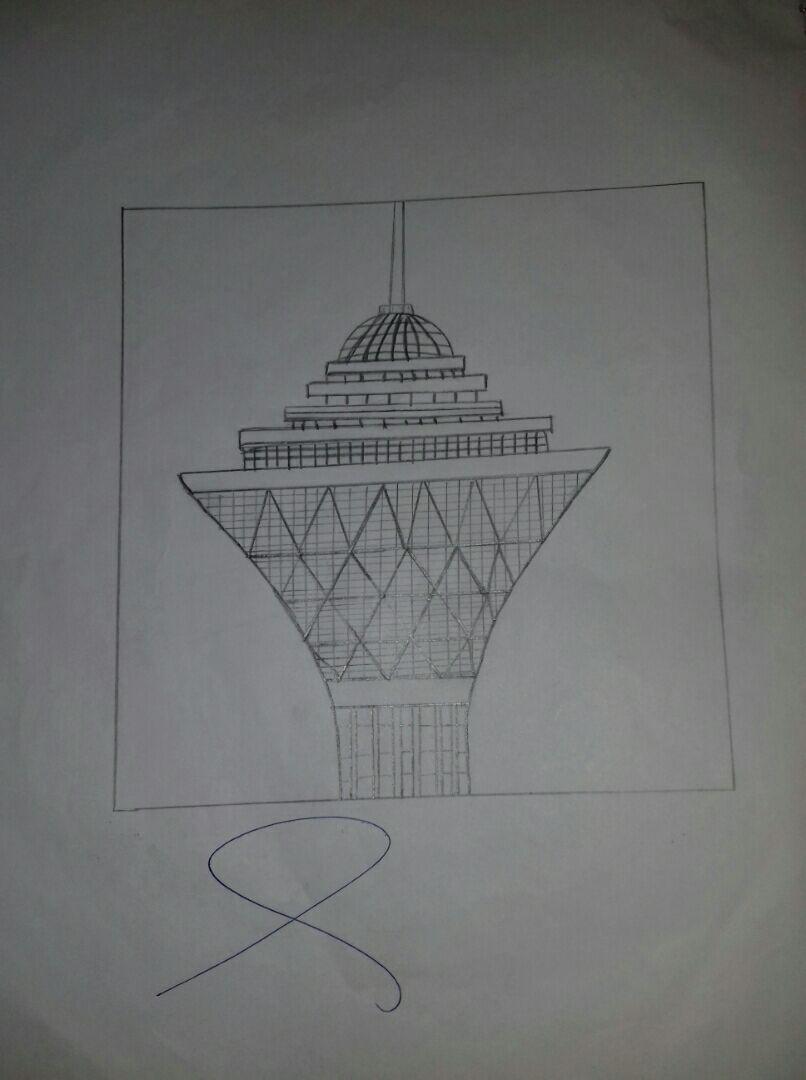 طراحی با مداد برج میلاد