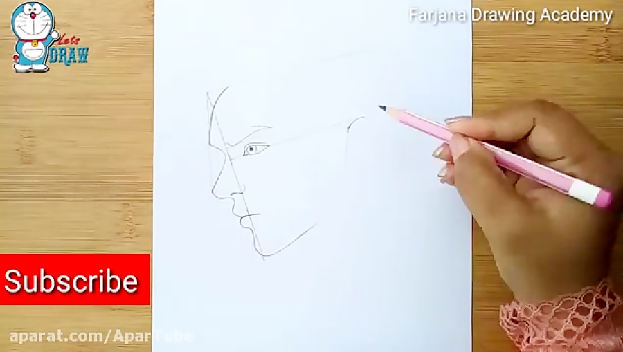 طراحی چهره ی پسر با مداد