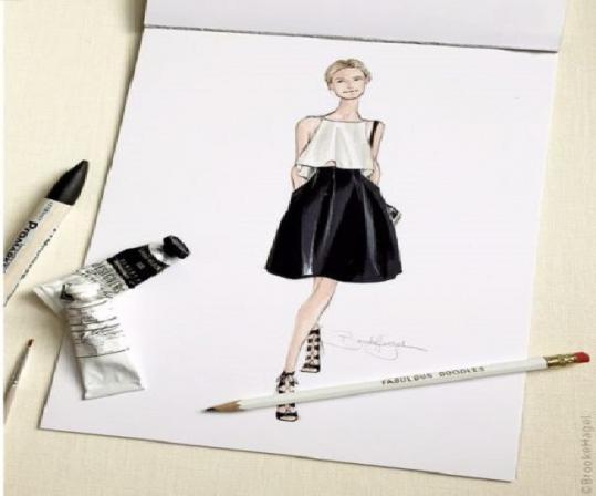 طراحی لباس با مداد رنگی ساده