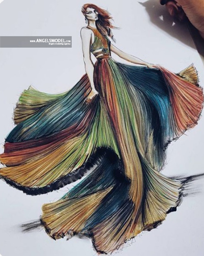طراحی لباس مردانه با مداد رنگی