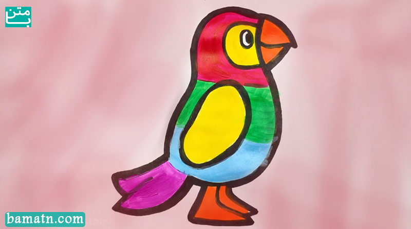 نقاشی پرندگان زیبا با مداد رنگی