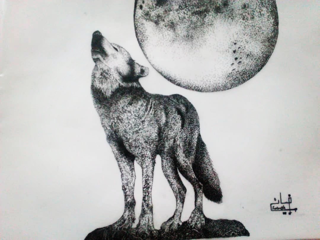 نقاشی گرگ و ماه با راپید