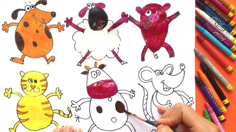نقاشی ساده حیوانات اهلی برای کودکان