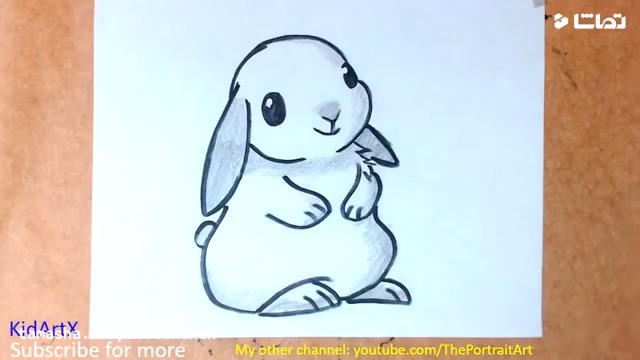 نقاشی کودکانه خرگوش فانتزی