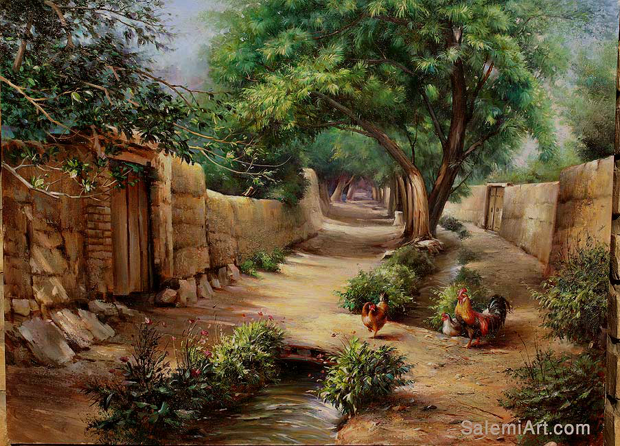 نقاشی خانه روستایی ایران