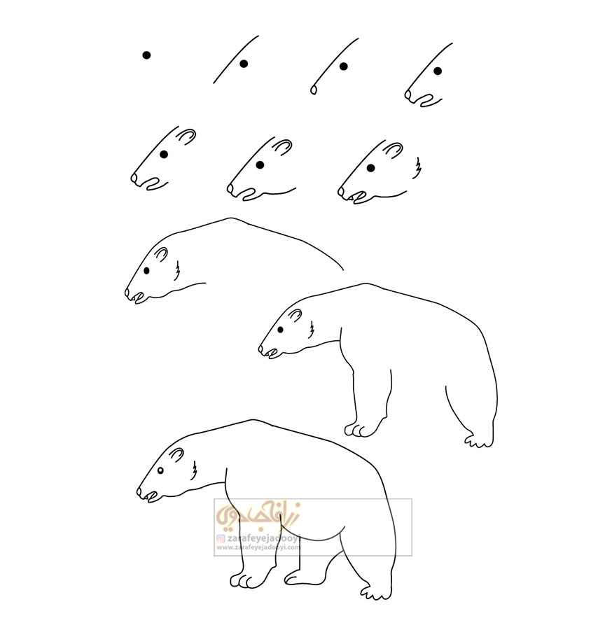 کشیدن نقاشی ساده خرس برای کودکان