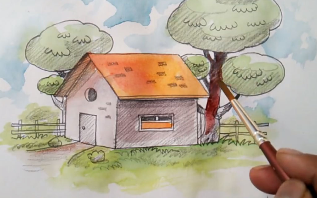 نقاشی خانه درختی کودکانه