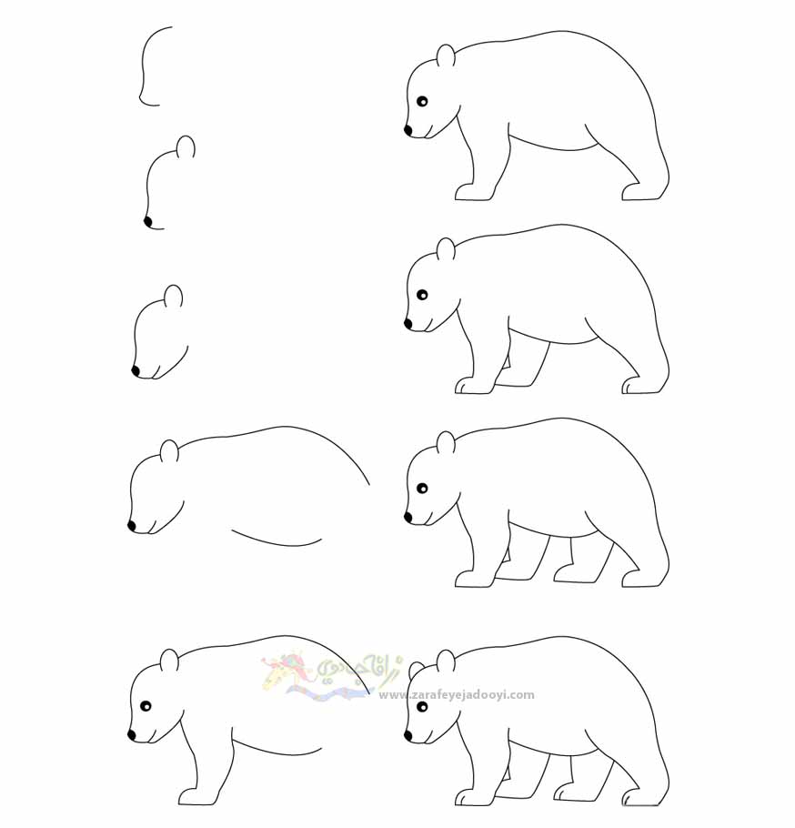 کشیدن نقاشی ساده خرس برای کودکان

