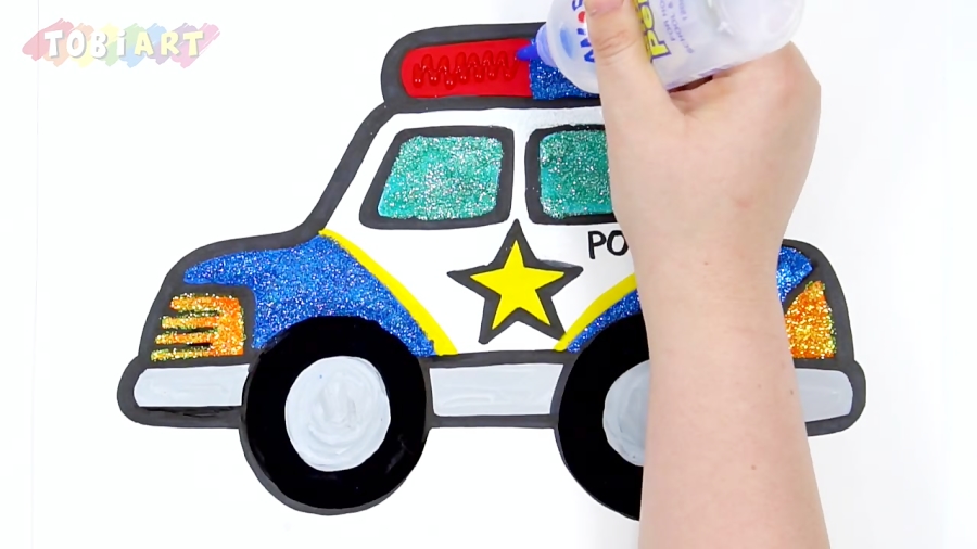 نقاشی کودک ماشین پلیس