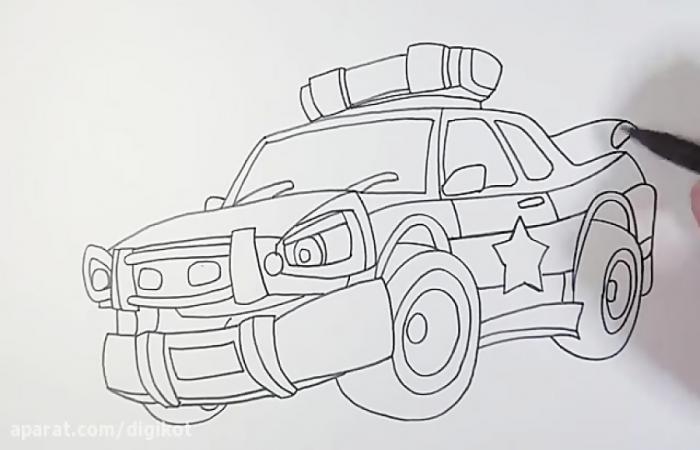 عکس نقاشی ماشین پلیس برای کودکان