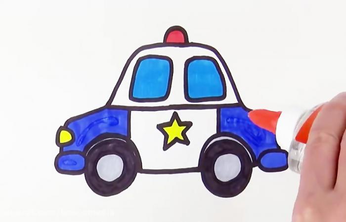 نقاشی ماشین پلیس کودکانه