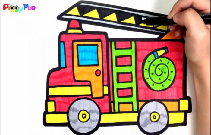 نقاشی ماشین آتش نشانی کودک