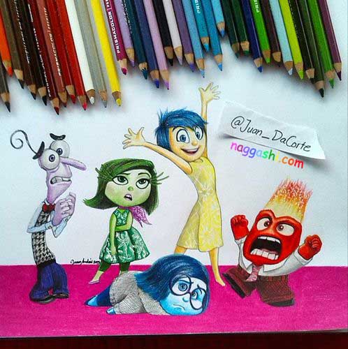دانلود نقاشی شخصیت های کارتونی با مداد رنگی