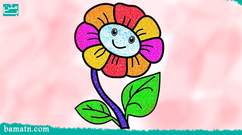 نقاشی ساده کودکانه از گل