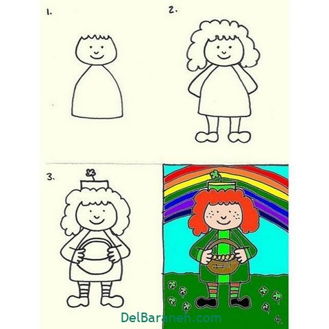 آموزش نقاشی دختر ساده برای کودکان