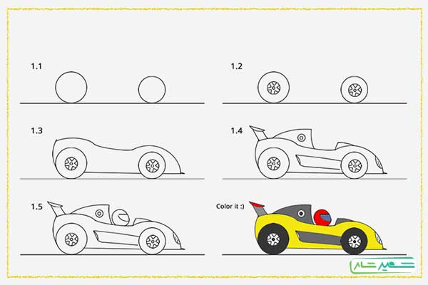 نقاشی ماشین مسابقه برای کودکان
