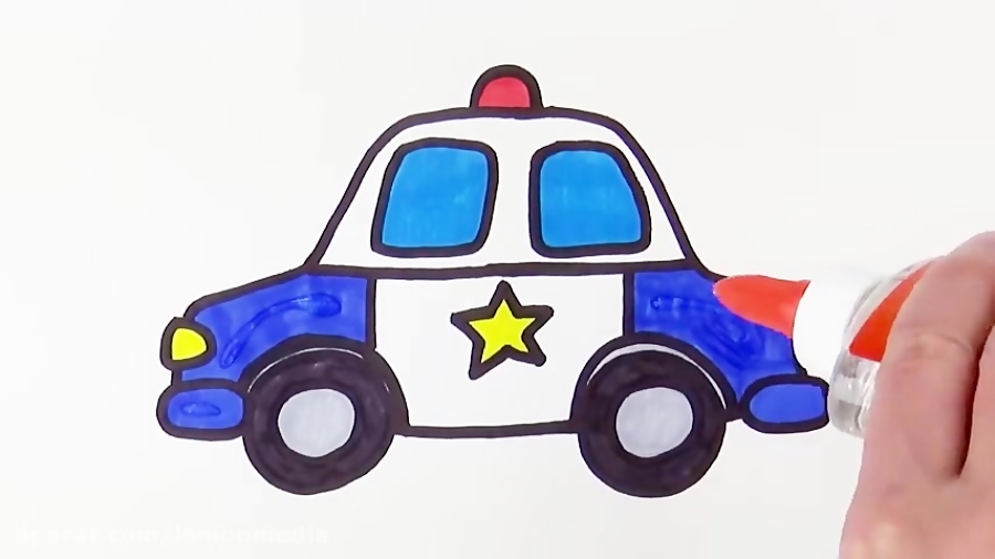 نقاشی ماشین پلیس کودکانه ساده