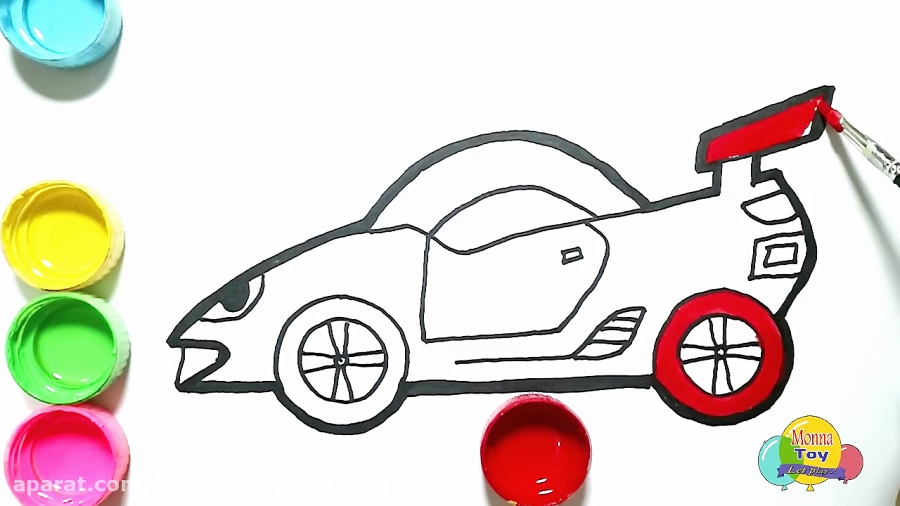 نقاشی ماشین مسابقه کودکانه