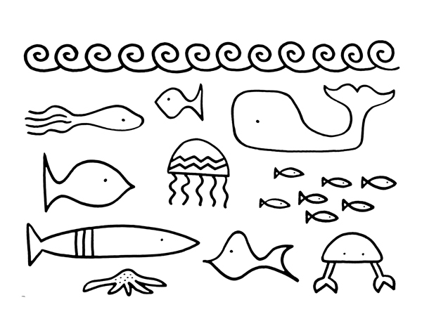آموزش نقاشی کودکان حیوانات دریایی