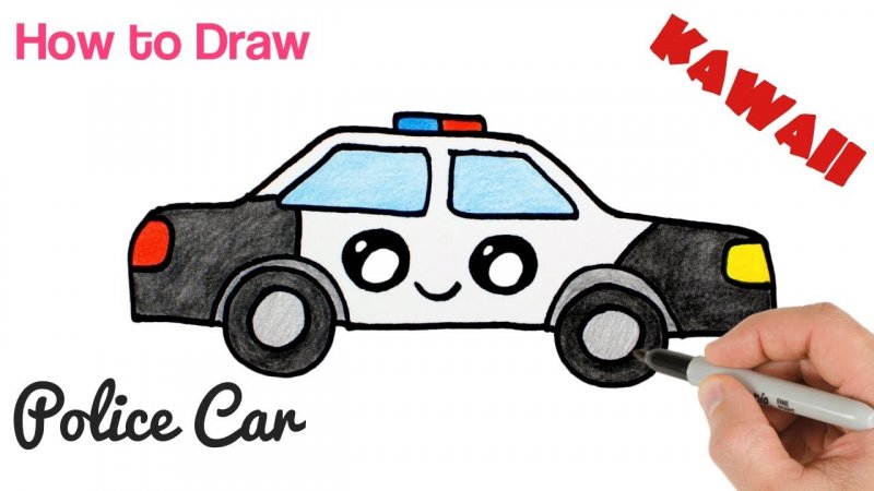 عکس نقاشی ماشین پلیس برای کودکان