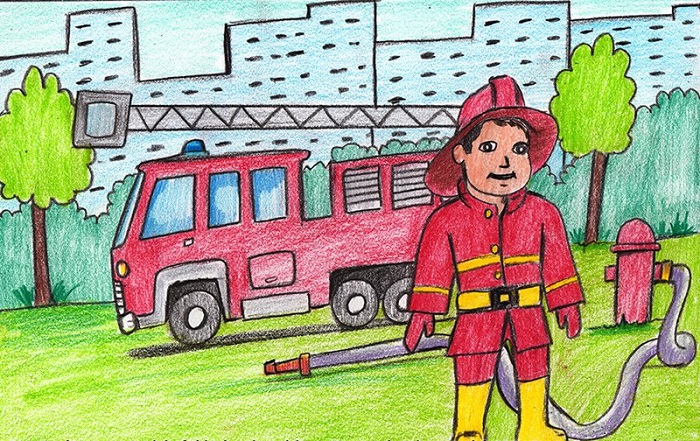 نقاشی ماشین آتش نشانی برای کودکان