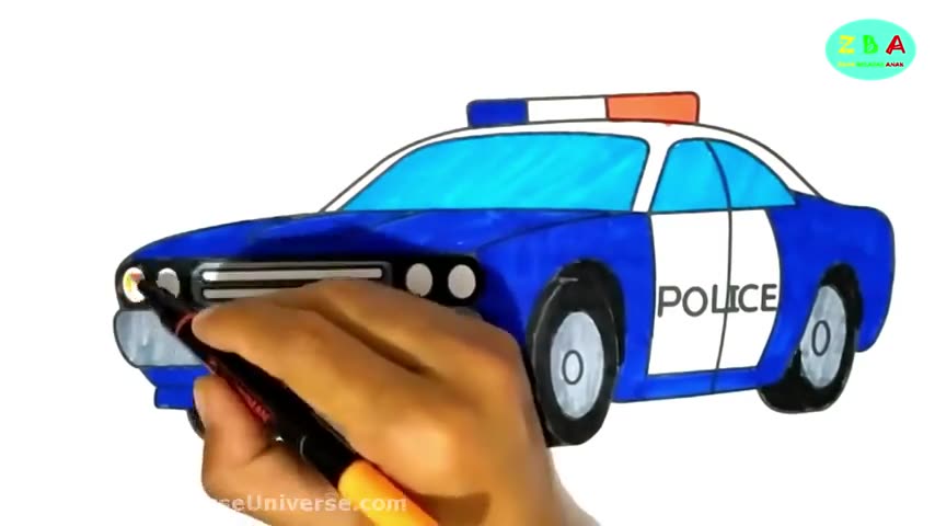 نقاشی ماشین پلیس کودکانه