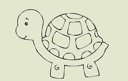 نقاشی لاک پشت کودکانه ساده
