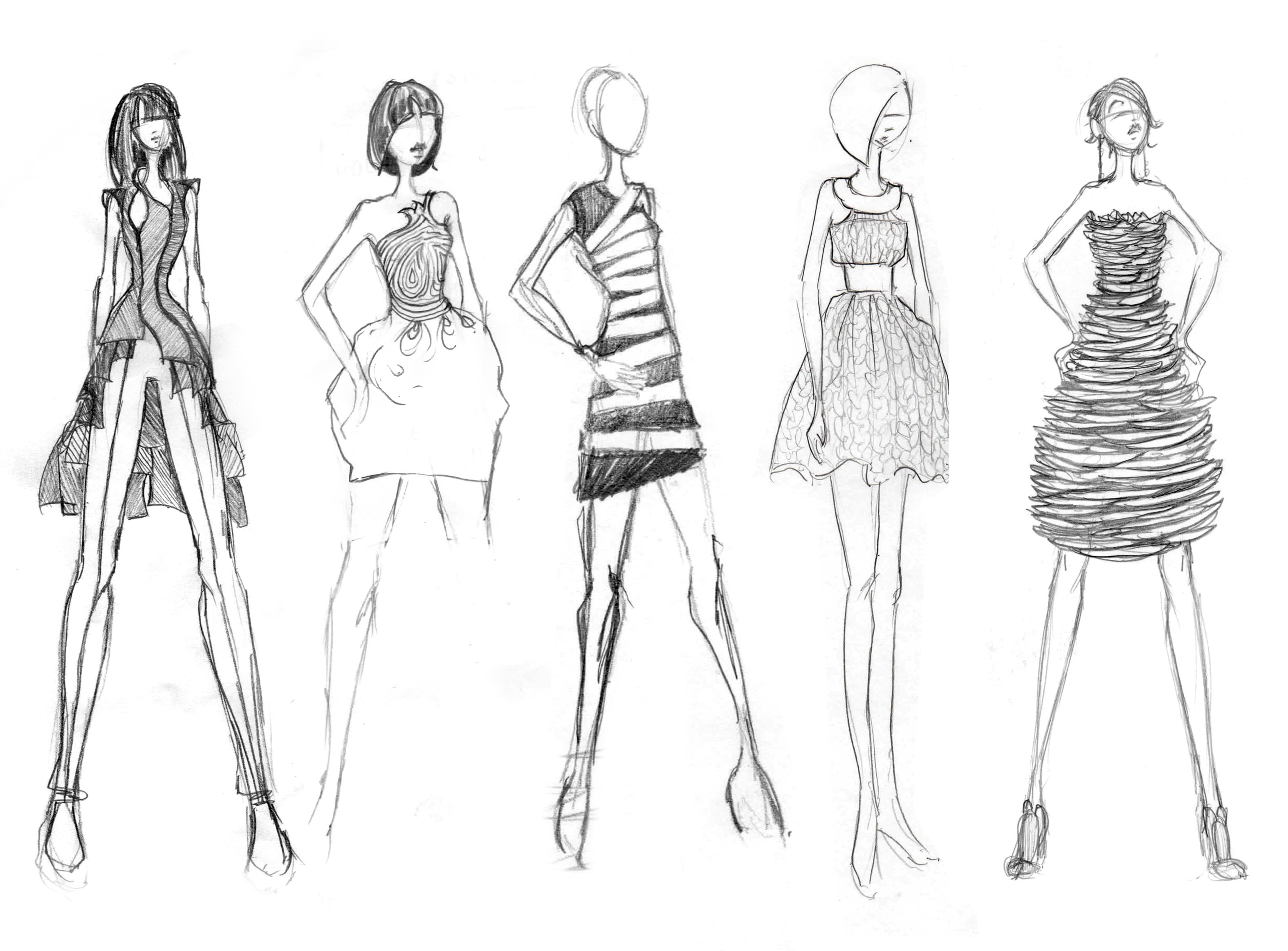 آموزش نقاشی طراحی لباس ساده
