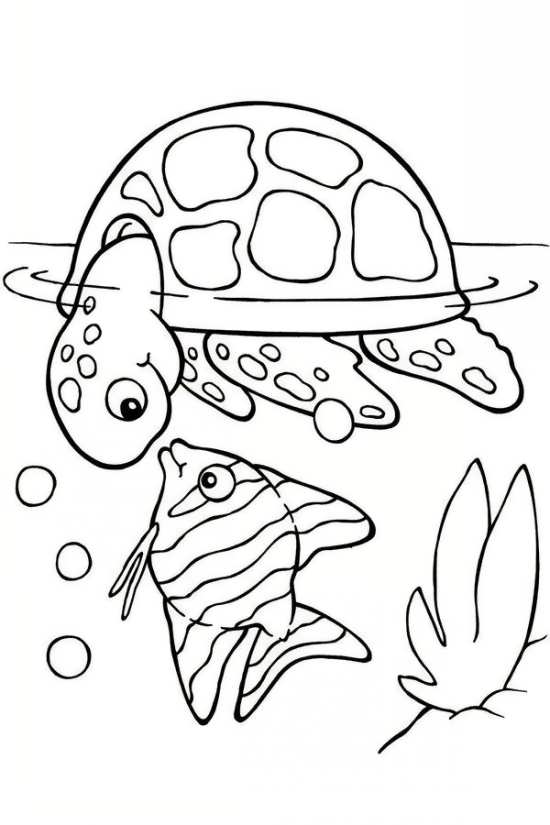 نقاشی کودکانه لاک پشت دریایی