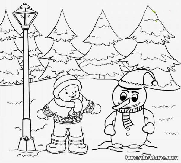 نقاشی کودکانه لباس زمستانی