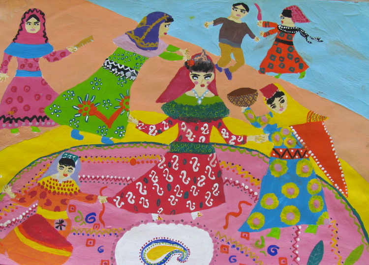 نقاشی کودکانه لباس محلی گیلان
