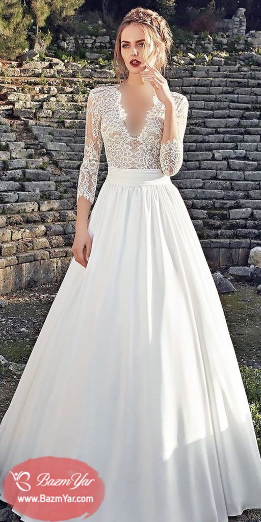 زیباترین مدل لباس عروس استین دار جدید