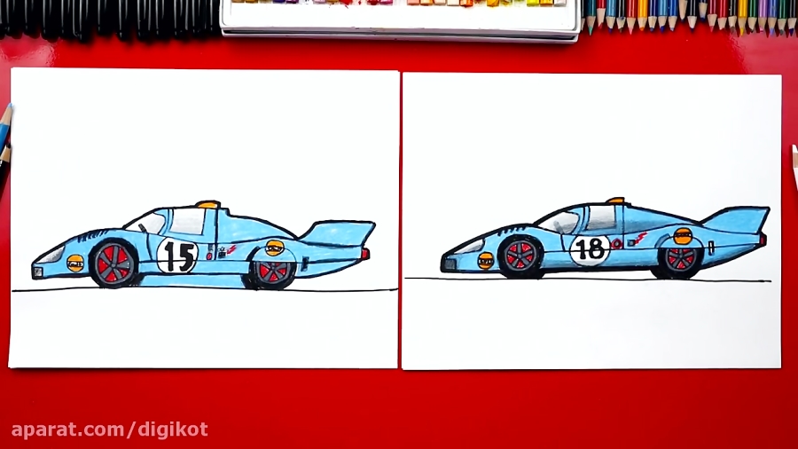 نقاشی ماشین مسابقه برای کودکان