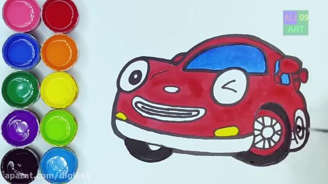 نقاشی ماشین کارتونی کودکانه