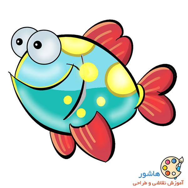نقاشی از ماهی کارتونی