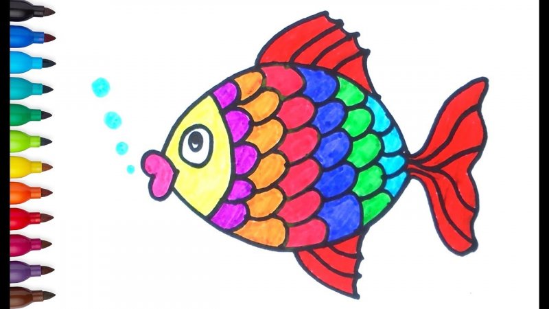 نقاشی کودکانه ماهی قرمز
