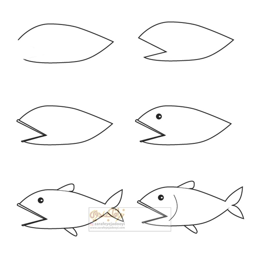نقاشی ساده ماهی کودکان