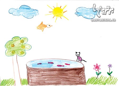نقاشی حوض ماهی کودکانه