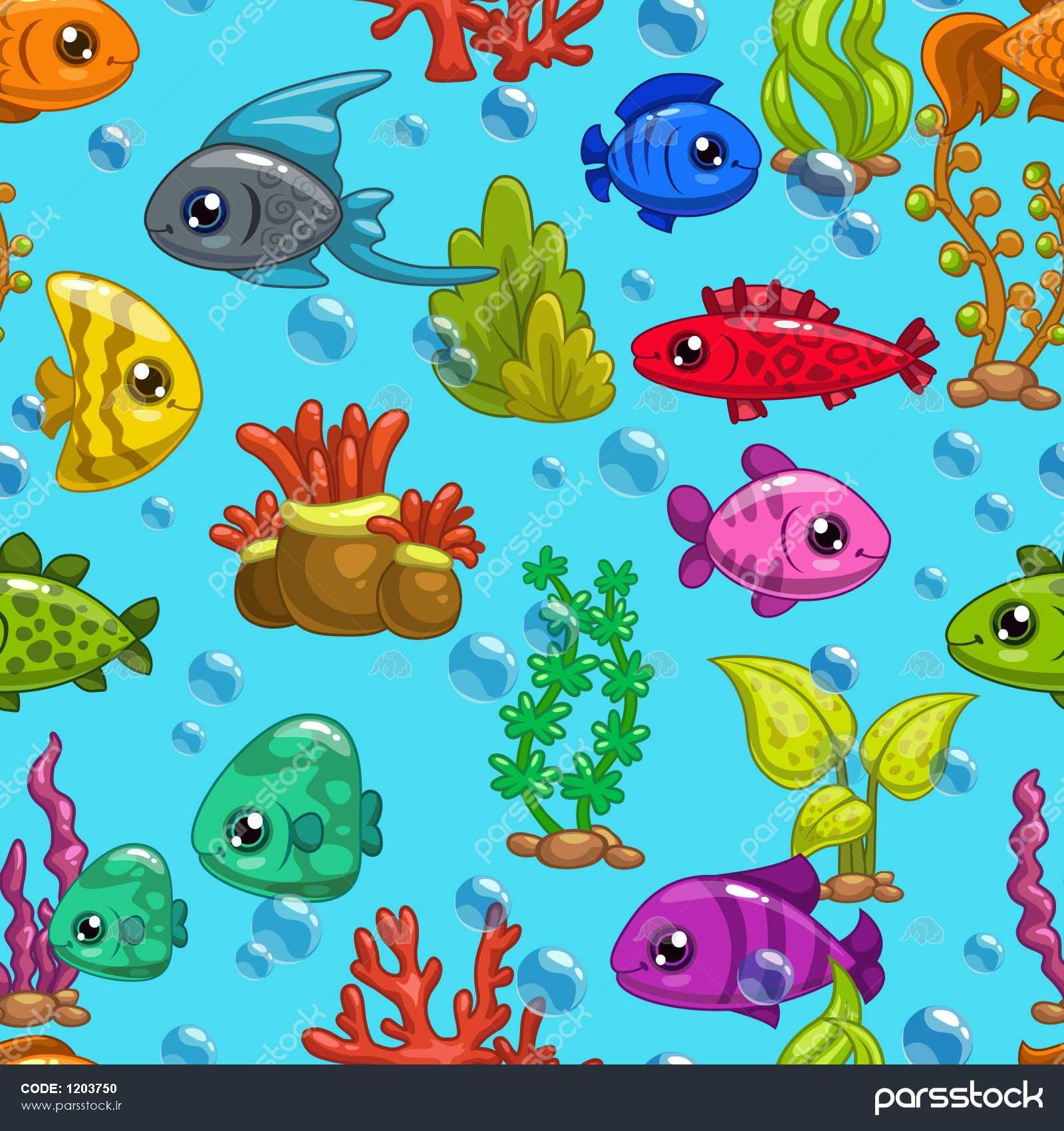 نقاشی ماهی های زیر دریا