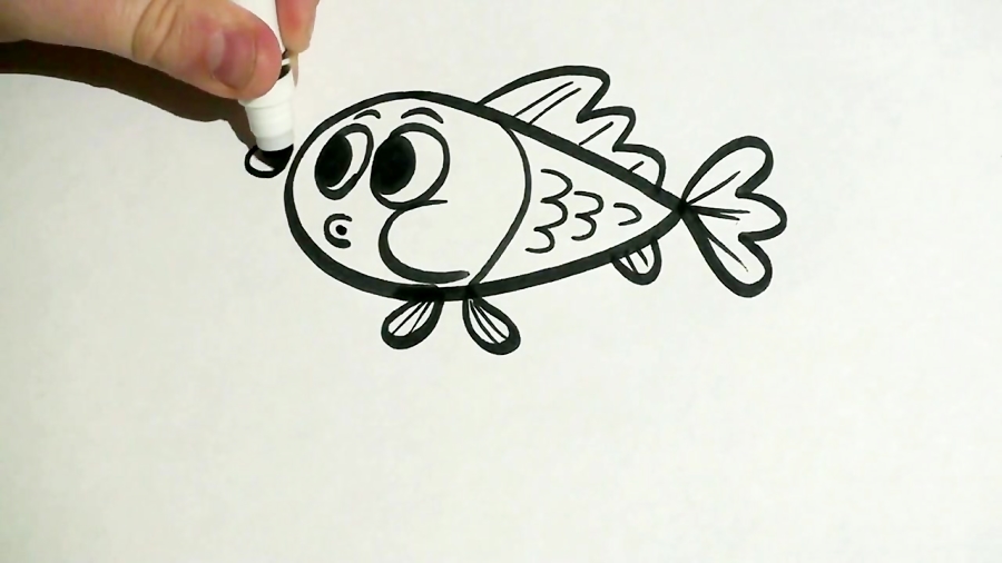 اموزش نقاشی ماهی کارتونی