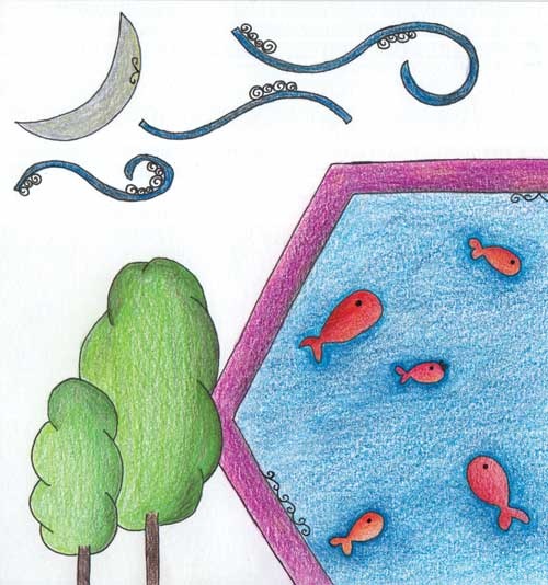 نقاشی حوض ماهی برای کودکان